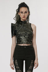 Black Stand Collar Women's Punk Patent Leather Body Harness